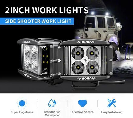 Светодиодная LED фара Aurora 40Вт (Ближний свет с боковой засветкой 180&deg;). AURORA ALO-2-E4E15D1