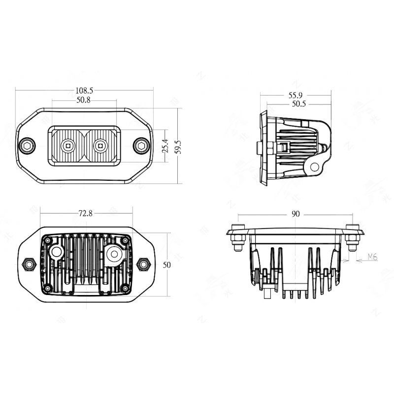 Врезная cветодиодная LED фара Aurora 20Вт (Рабочий свет)