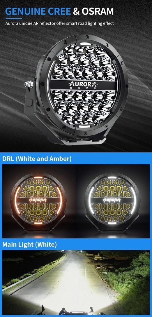 Светодиодные LED фары Aurora 7" 120Вт (Комбинированный свет с ДХО)